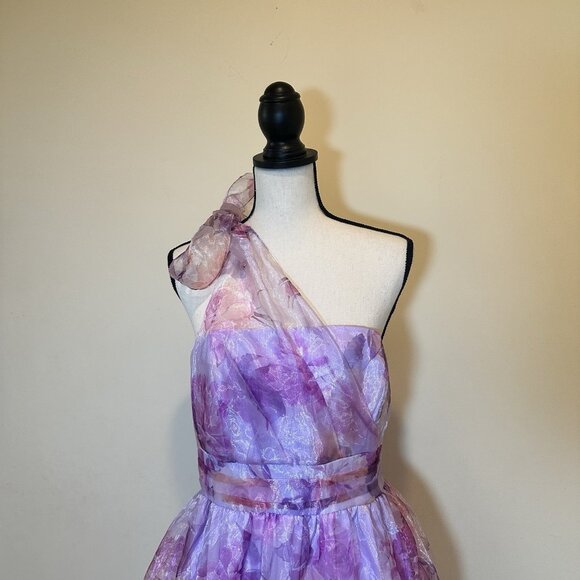 NWT Lulu’s Dress Women’s Large Lavender Lovely Floral One Shoulder Maxi Dress - Picture 7 of 16